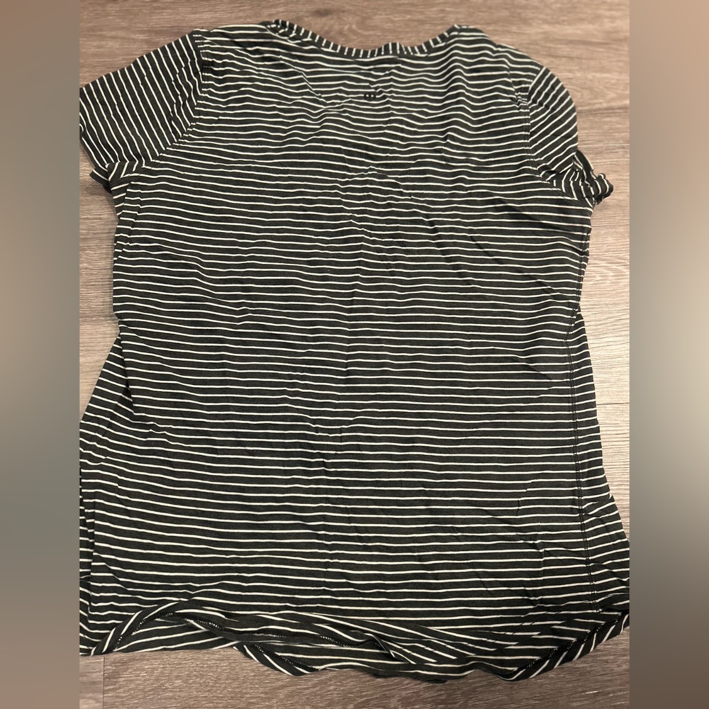 lululemon athletica Black and White Striped Love Crew Tee